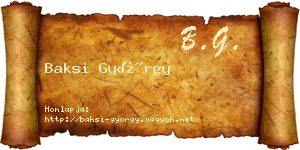 Baksi György névjegykártya